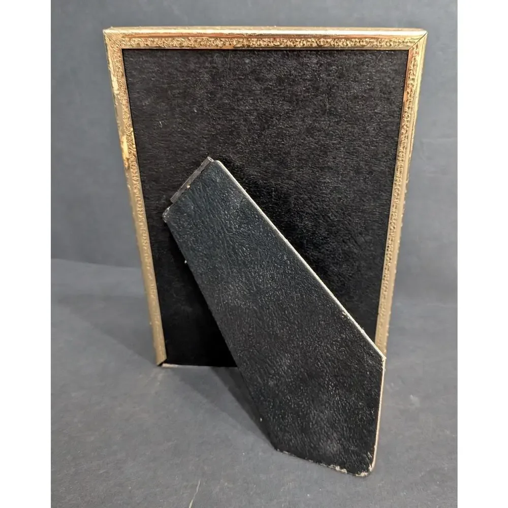 Vintage Gold Metal Photo Frame Ditzy Dainty Floral Mat Easel Back 5x7 Small